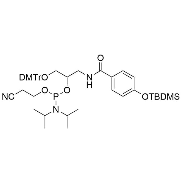 1-(bis(4-methoxyphenyl)(phenyl)methoxy)-3-(4-((tert-butyldimethylsilyl)oxy)benzamido)propan-2-yl (2-cyanoethyl) diisopropylphosphoramidite