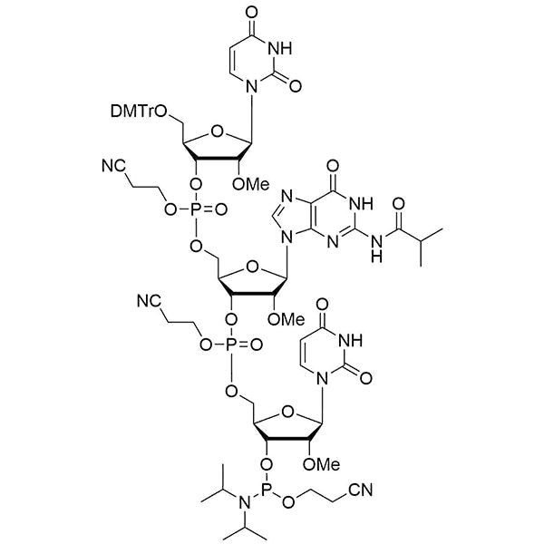 mU[5'-O-DMTr-2'-OMe-U](pCyEt)[2'-O-Me-G(iBu)](pCyEt)[2'-OMe-U-3'-CE-Phosphoramidite]-mG-Mu
