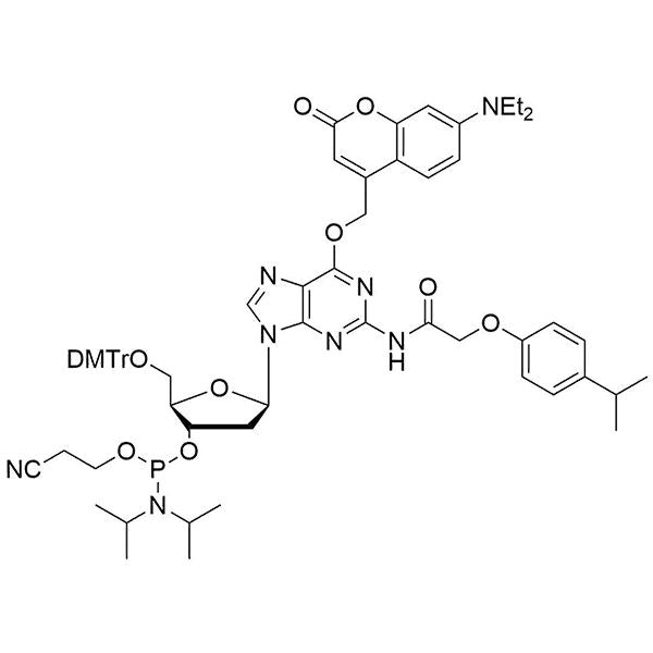 DEACM-Caged-5'-ODMTr-2'-dG(iPr-pac)-3'-CE-Phosphoramidite