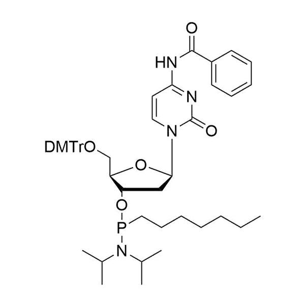 5'-O-DMTr-2'-dC(Bz)-3'-O-[(N, N-diisopropyl)-P-heptyl]phosphonamidite